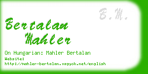 bertalan mahler business card